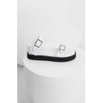 Answear Lab sandale de piele femei, culoarea alb