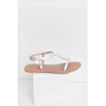 Answear Lab sandale de piele femei, culoarea argintiu