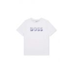 BOSS tricou de bumbac pentru copii culoarea alb, cu imprimeu