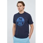 North Sails tricou din bumbac barbati, culoarea albastru marin, cu imprimeu