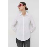 Armani Exchange camasa femei, culoarea alb, cu guler clasic, slim