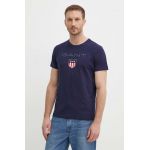 Gant tricou din bumbac culoarea albastru marin, cu imprimeu