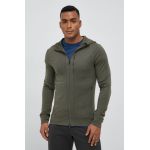 Icebreaker hanorac Merino Quantum III culoarea verde, cu glugă, neted