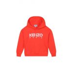 Kenzo Kids hanorac de bumbac pentru copii culoarea rosu, cu glugă, cu imprimeu