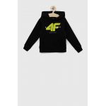 4F bluza copii culoarea negru, cu glugă, cu imprimeu
