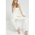 Rotate pantaloni femei, culoarea bej, drept, high waist