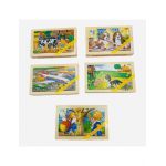 Puzzle din lemn 4in1, diverse modele, multicolor, 20.5×12.5cm, +3ani, en-gros