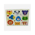 Puzzle din lemn incastru cu ANIMALUTE CU FORME GEOMETRICE, multicolor, 30×22.5cm, +3ani, en-gros