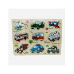 Puzzle din lemn incastru cu VEHICULE, multicolor, 30×22.5cm, +3ani, en-gros