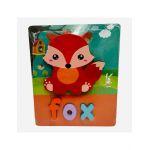 Puzzle din lemn Vulpe, cu litere, multicolor, +3ani, en-gros