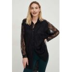 Answear Lab camasa femei, culoarea negru, cu guler clasic, relaxed