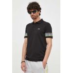 BOSS polo de bumbac BOSS GREEN culoarea negru, cu imprimeu