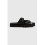 Charles Footwear slapi de piele Luisa femei, culoarea negru, Luisa.Sandal
