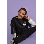 Coccodrillo hanorac de bumbac pentru copii culoarea negru, cu imprimeu