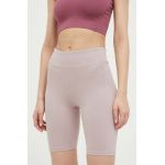 4F pantaloni scurti femei, culoarea roz, neted, high waist