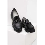 Answear Lab mocasini de piele x colecția limitată SISTERHOOD femei, culoarea negru, cu toc plat