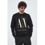Armani Exchange hanorac de bumbac barbati, culoarea negru, cu imprimeu