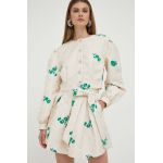 Custommade fusta Rosabel Jacquard culoarea bej, mini, evazati