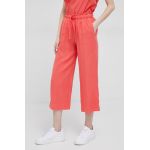 Deha pantaloni femei, culoarea portocaliu, drept, high waist