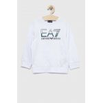 EA7 Emporio Armani hanorac de bumbac pentru copii culoarea alb, cu imprimeu