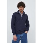 Gant pulover de bumbac culoarea albastru marin, light, cu turtleneck