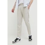 Hollister Co. pantaloni din amestec de in culoarea bej, drept