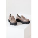 Answear Lab mocasini de piele femei, culoarea bej, cu platforma