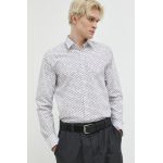 HUGO camasa din bumbac barbati, culoarea alb, cu guler clasic, slim