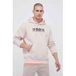 adidas bluza barbati, culoarea roz, cu glugă, cu imprimeu