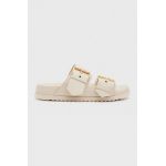 AllSaints slapi de piele femei, culoarea bej