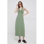 Deha rochie din bumbac culoarea verde, midi, evazati