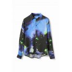 Desigual camasa barbati, culoarea negru, cu guler clasic, regular