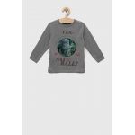 zippy longsleeve din bumbac pentru copii culoarea gri, cu imprimeu