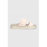 Inuikii papuci Knitted Double Band femei, culoarea bej, cu platforma, 70804-025