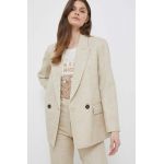 Sisley sacou culoarea bej, cu doua randuri de nasturi, melanj