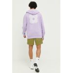 Dickies hanorac de bumbac barbati, culoarea violet, cu glugă, cu imprimeu