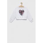 Pepe Jeans hanorac de bumbac pentru copii PJL GJ Non-denim culoarea alb, cu imprimeu