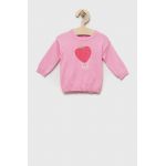 United Colors of Benetton pulover din bumbac pentru bebeluși culoarea roz