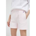 Champion pantaloni scurti femei, culoarea roz, neted, high waist