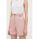 PS Paul Smith pantaloni scurti femei, culoarea roz, neted, high waist