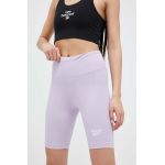 Reebok pantaloni scurti Reebok Identity femei, culoarea violet, neted, high waist