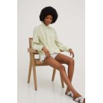 Answear Lab camasa femei, culoarea verde, cu guler stand-up, regular
