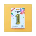 Balon cifra 1 din folie metalizata, auriu, 35cm, en-gros