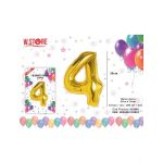 Balon cifra 4 din folie metalizata, auriu, 35cm, en-gros