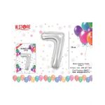 Balon cifra 7 din folie metalizata, argintiu, 35cm, en-gros