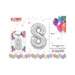 Balon cifra 8 din folie metalizata, argintiu, 35cm, en-gros