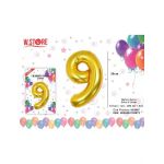 Balon cifra 9 din folie metalizata, auriu, 35cm, en-gros