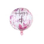 Balon folie rotund, print Happy Birthday, 45 cm, Engros
