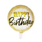 Balon folie rotund, print Happy Birthday, 45 cm, Engros