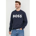 BOSS hanorac de bumbac ORANGE bărbați, culoarea bleumarin, cu imprimeu 50487133